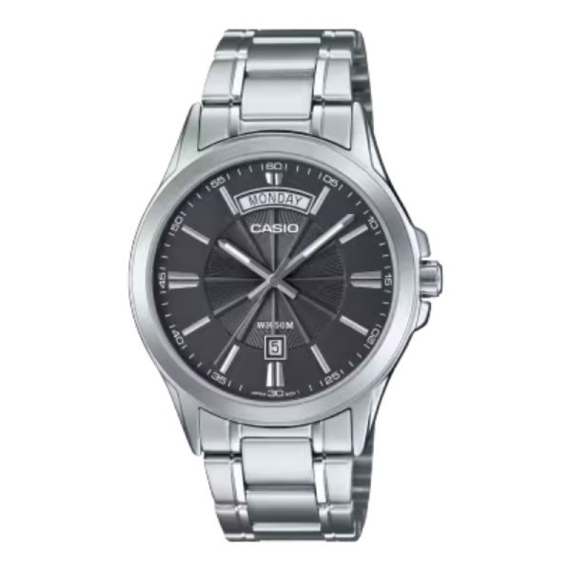 Casio MTP-1381D-8AVDF Mens Classic Analog Watch Silver Stainless Steel & Gray Dial