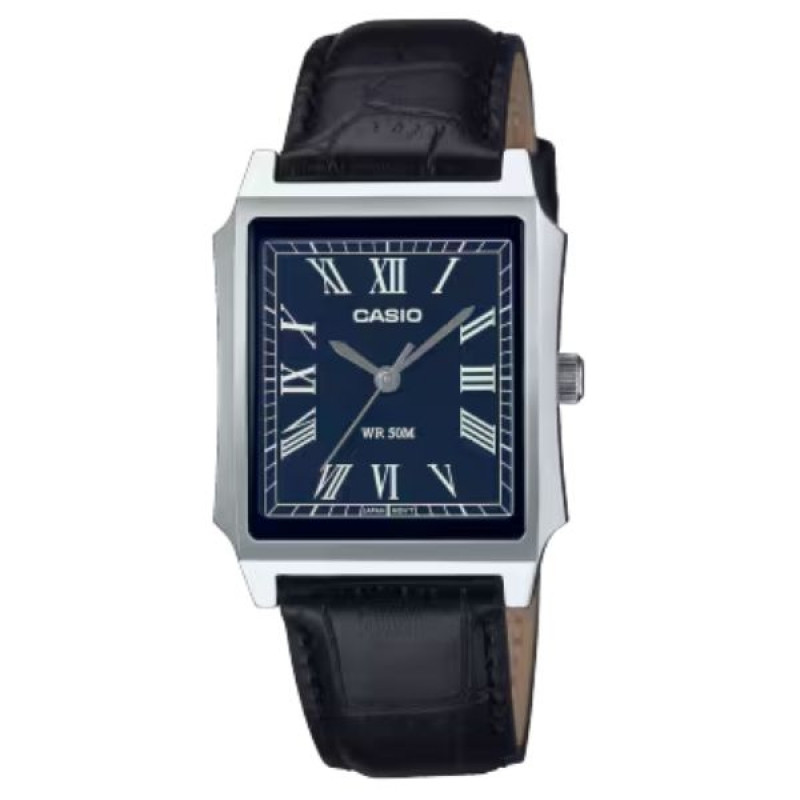 Casio MTP-B190L-2BVDF Mens Analog Blue Leather tank Watch