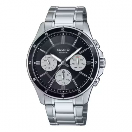 - Casio MTP-1374D-1A3VDF – Classic Stainless Steel Watch for Men with Day-Date Function